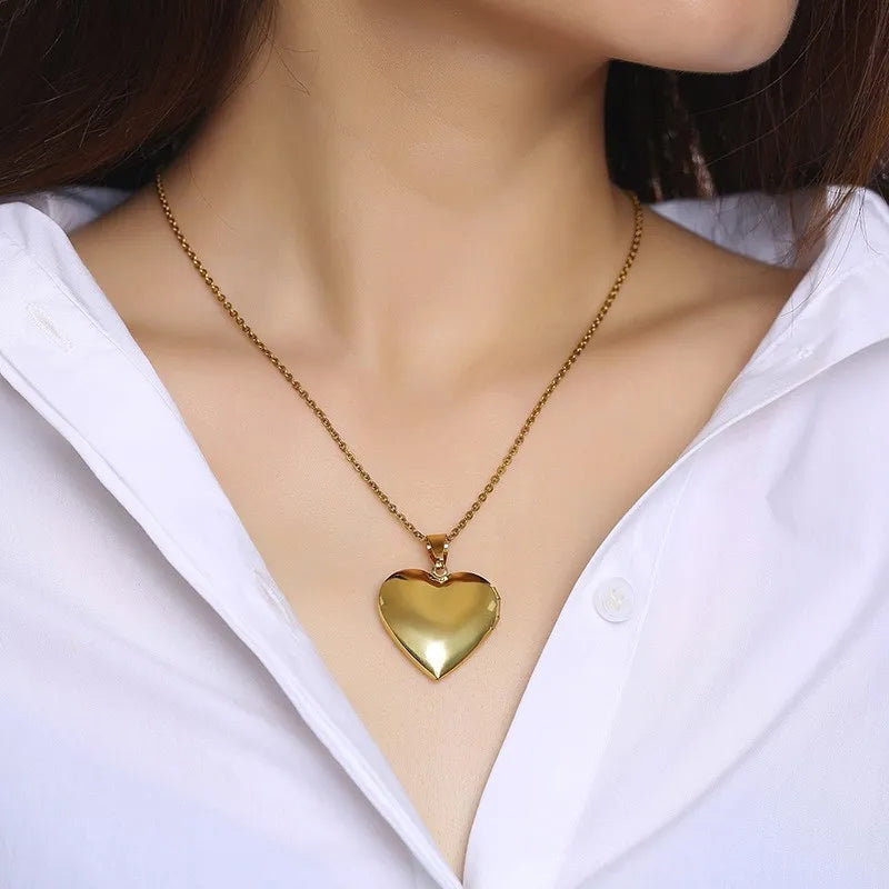 Gold and Silver Heart Pendent Necklace